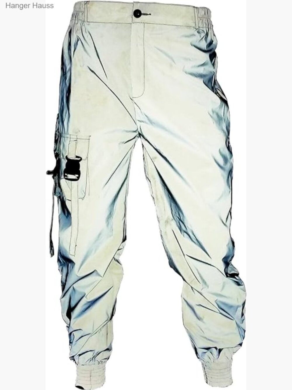 Men's Reflective Joggers with Zippered Pockets Breathable Rave Pants - Picture 1 of 7